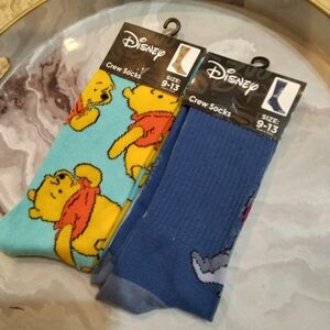 Disney Men's Casual Socks - Blue and Multicolor Pooh Design